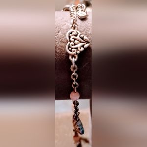 Brighton Silvertone Heart, Pink Moonstone size 7 bracelet.